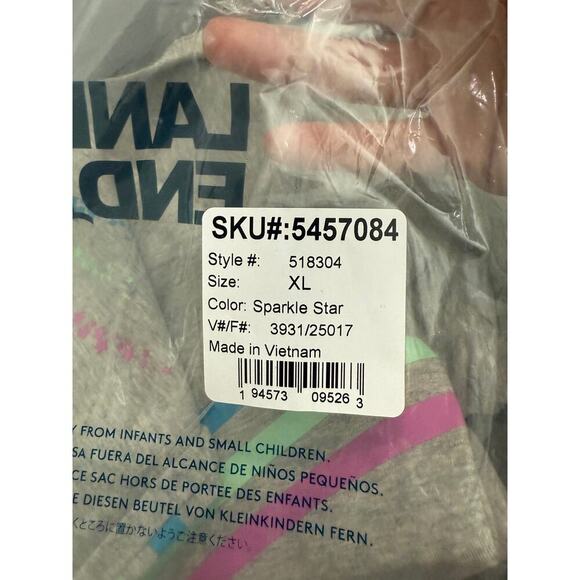 NWT Lands’ End Big Girl Leggings Long Grey Rainbow Stars Size 16+ Pastel - Picture 4 of 4